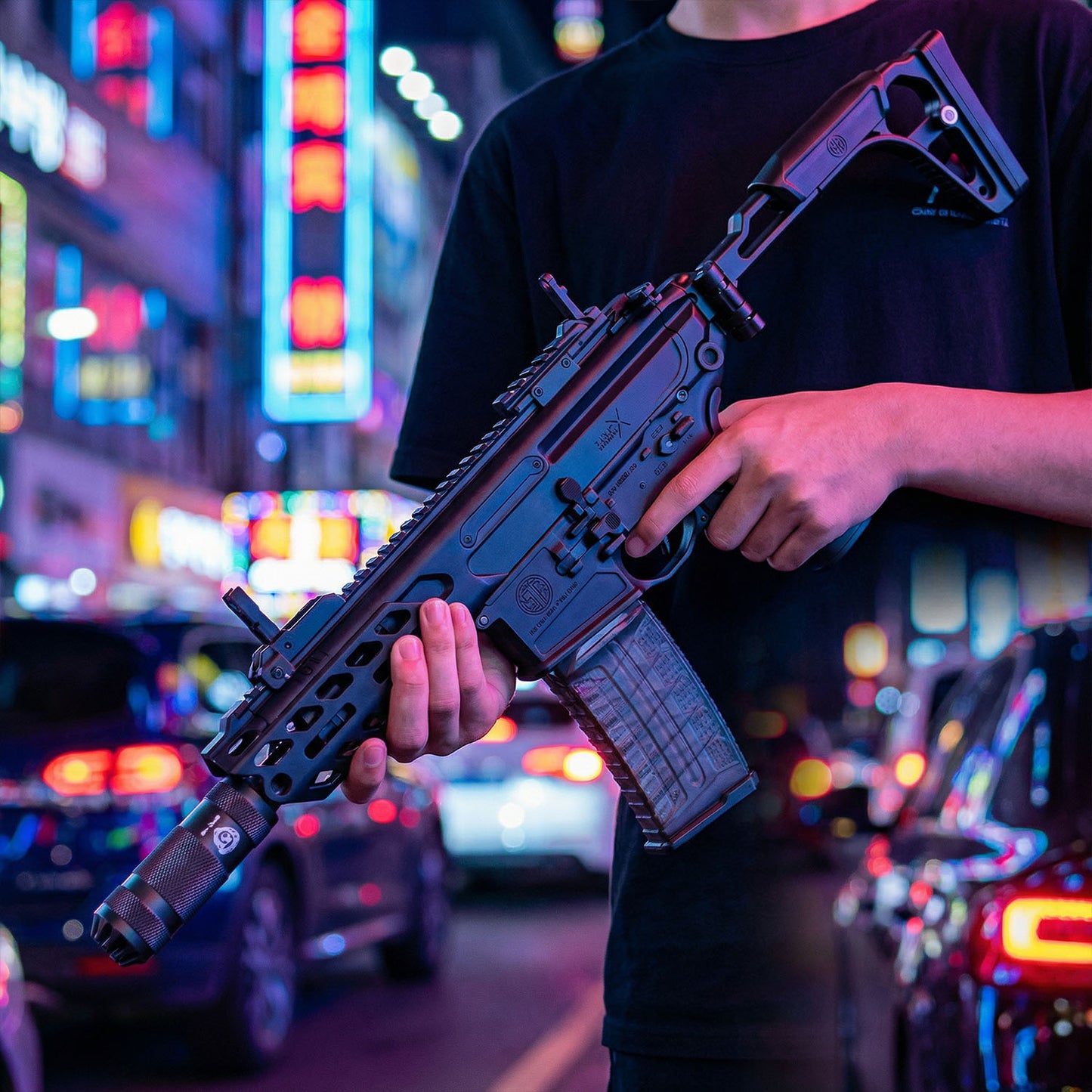 MCX toy with tactical rail and sights