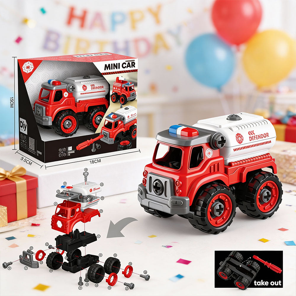 Mini car toy bricks DIY fire truck assembly set 26pcs for kids 3+