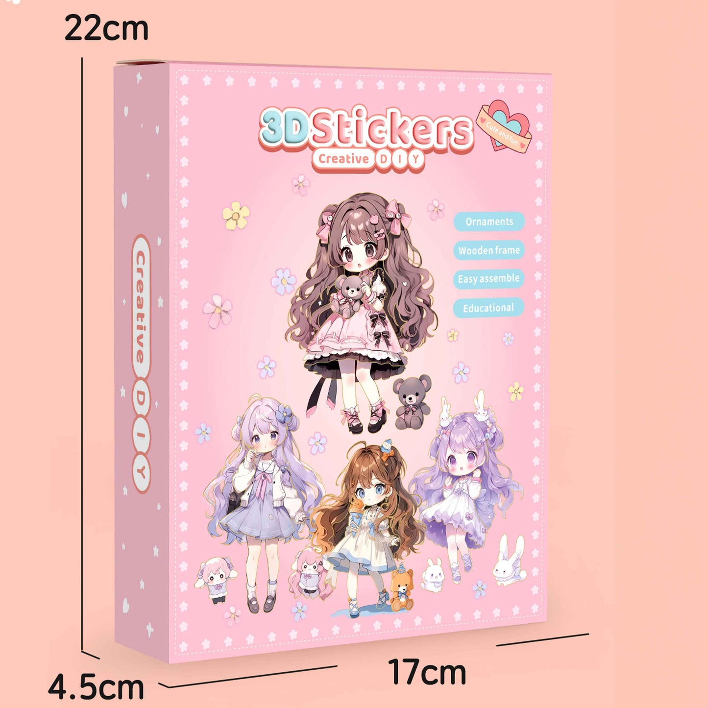 DIY 3D Stereoscopic Illustration with Wooden Frame – Cute Girl Design