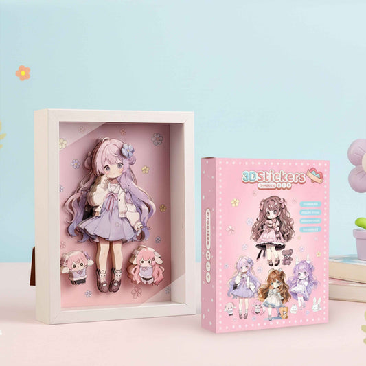 DIY 3D Sticker Frame Art – Lavender Girl (Wooden Frame) 22×17cm, 3+