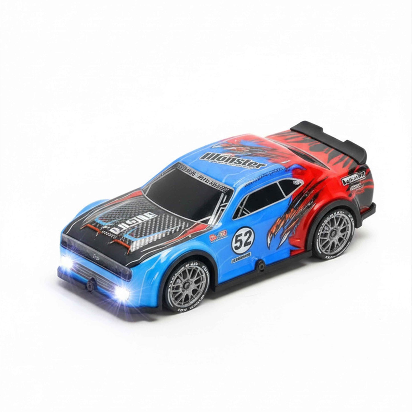 1:22 RC Drift Car 4WD 2.4GHz with LED Lights – USB Rechargeable (Blue/Red or Orange/Teal)