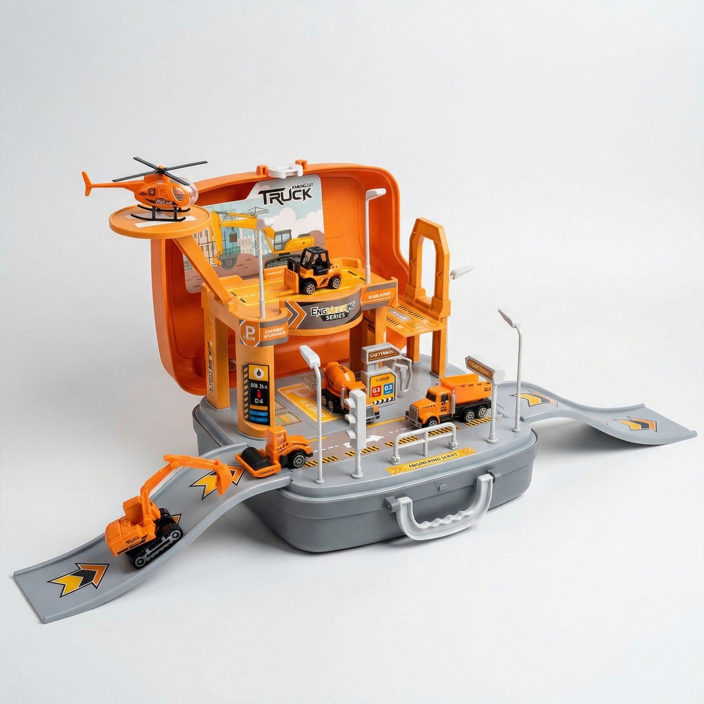 Kids Construction Truck Suitcase Play Set – Engineering Vehicles Playset | Qatar
