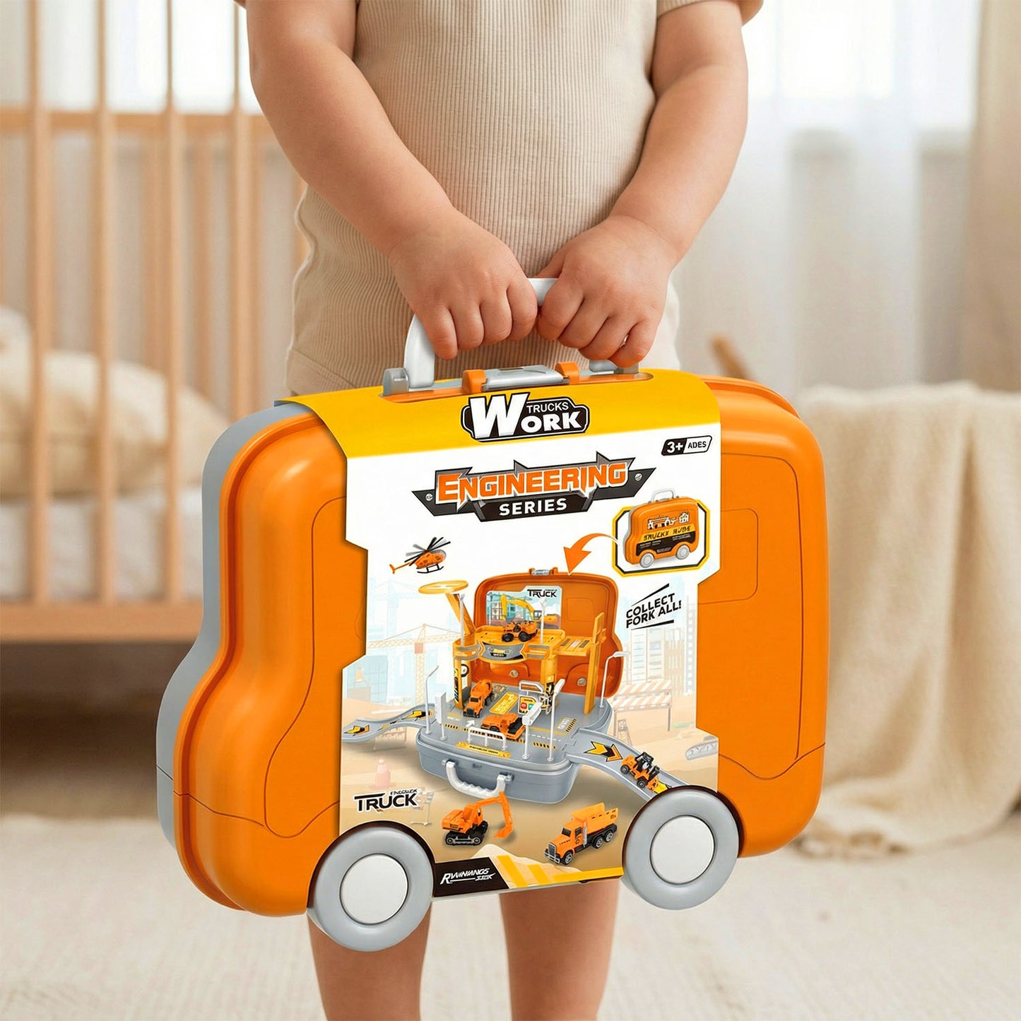 Kids construction truck suitcase play set