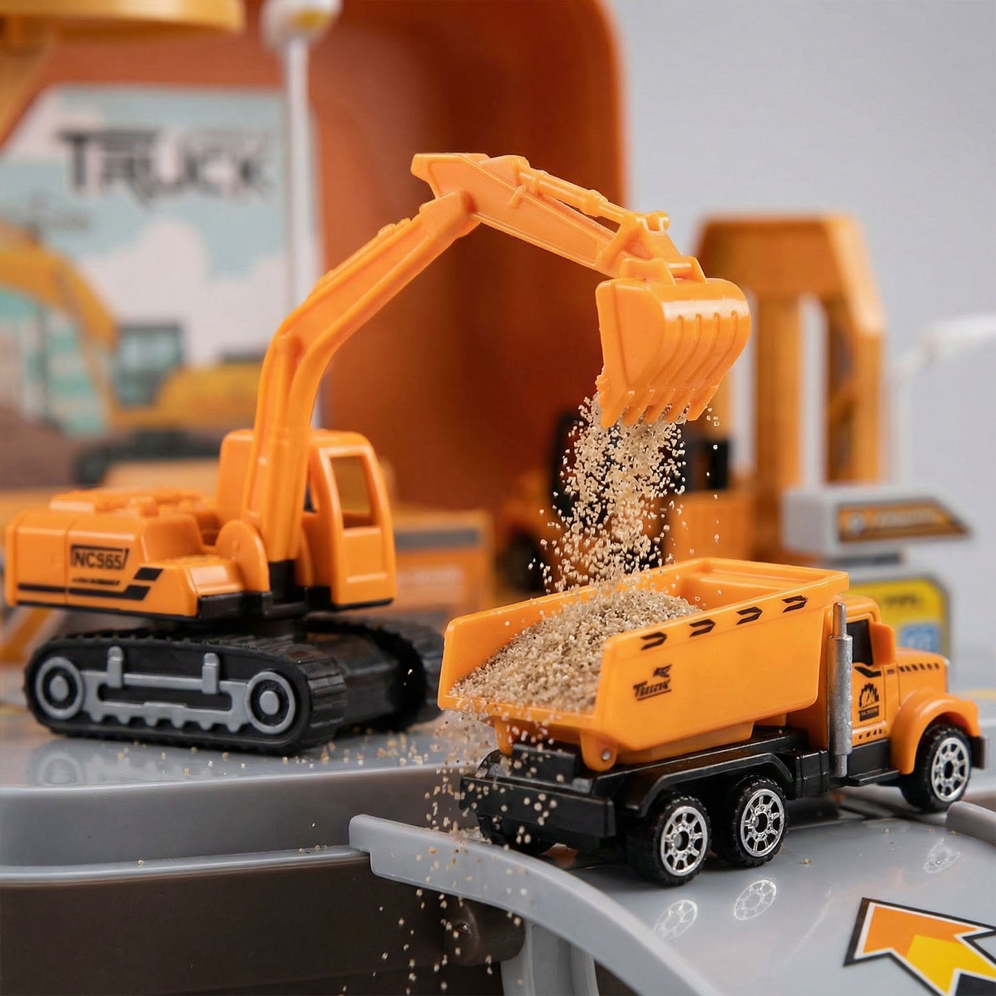 Construction vehicles suitcase playset