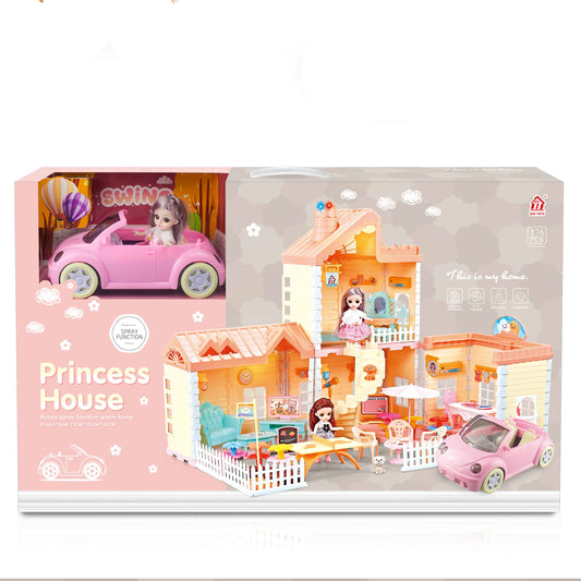 DIY Princess House Light Spray Villa Building Toy – Creative Puzzle Playset for Kids