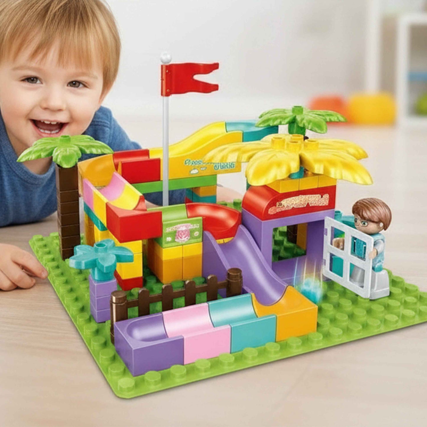 WISDOM BLOCK 2-in-1 Playground Slide Building Blocks Set (Two Scenarios)