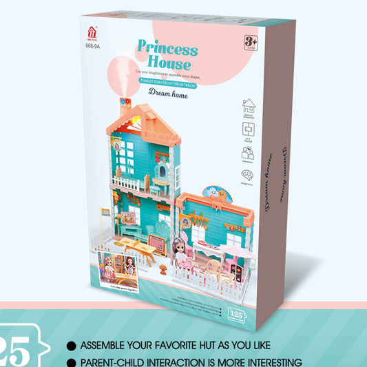 Princess House Dollhouse Set 125pcs – DIY Dream Home Playset for Kids (3+)