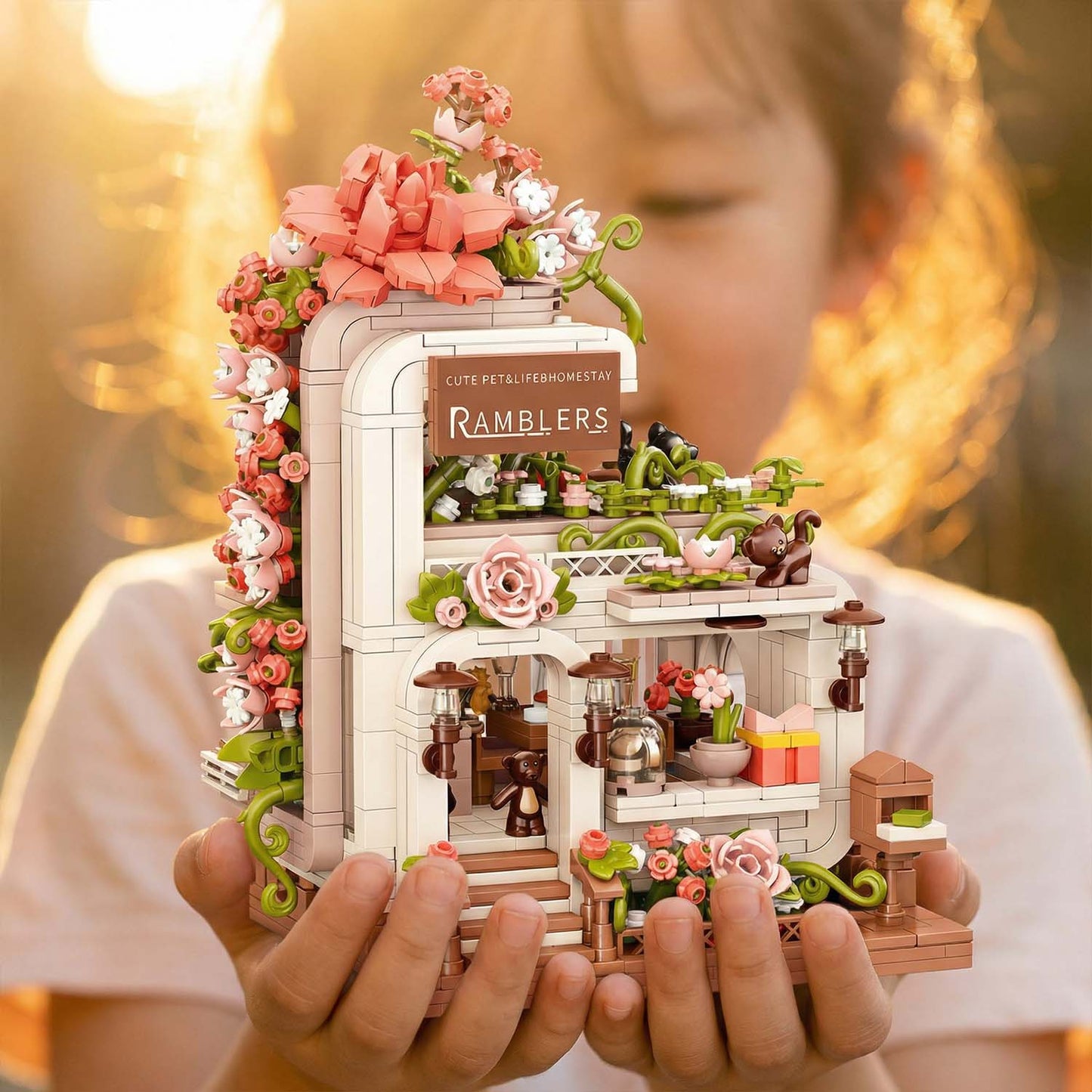Ramblers Flower House Building Blocks Set with 1285 Pieces – Decorative Floral Home Miniature Brick Model for Creative Building and Display | Qatar