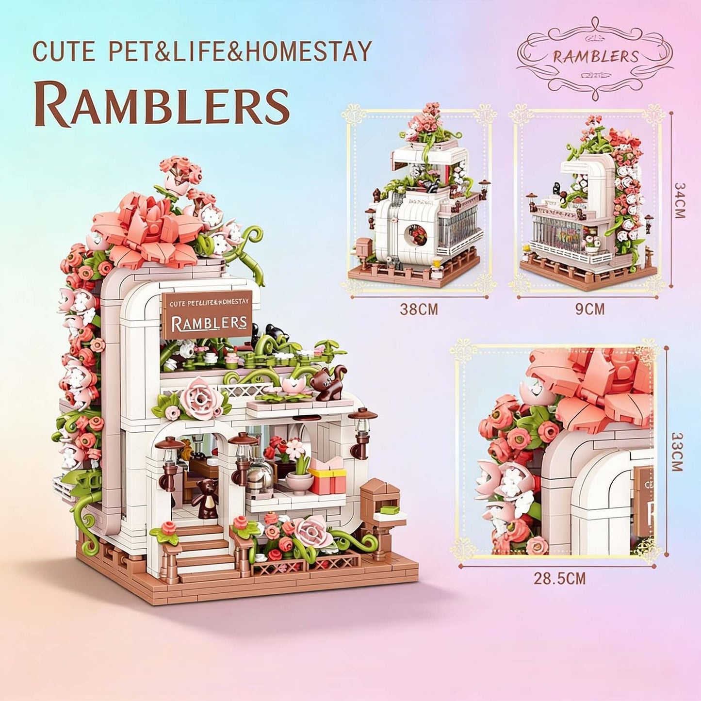 Ramblers Flower House Building Blocks Set with 1285 Pieces – Decorative Floral Home Miniature Brick Model for Creative Building and Display | Qatar