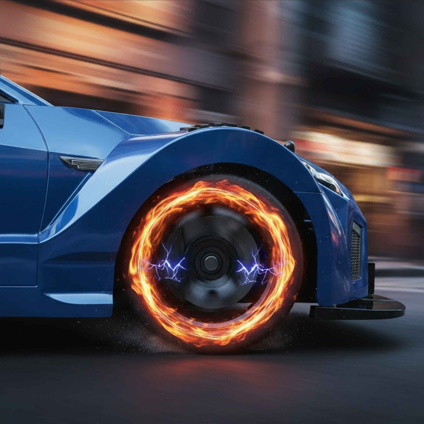 Blue Skyline GTR 1:16 4WD RC Drift Stunt Car with Spray Effect & LED Lights