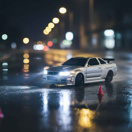 Nissan 1:43 Silver RC Drift Car with Gyro – 2.4GHz Remote Control, Type-C Rechargeable | Qatar