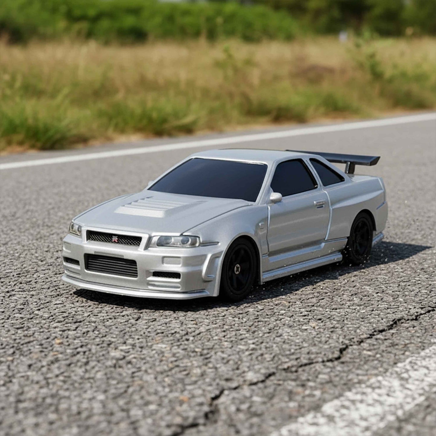 Nissan 1:43 Silver RC Drift Car with Gyro – 2.4GHz Remote Control, Type-C Rechargeable | Qatar