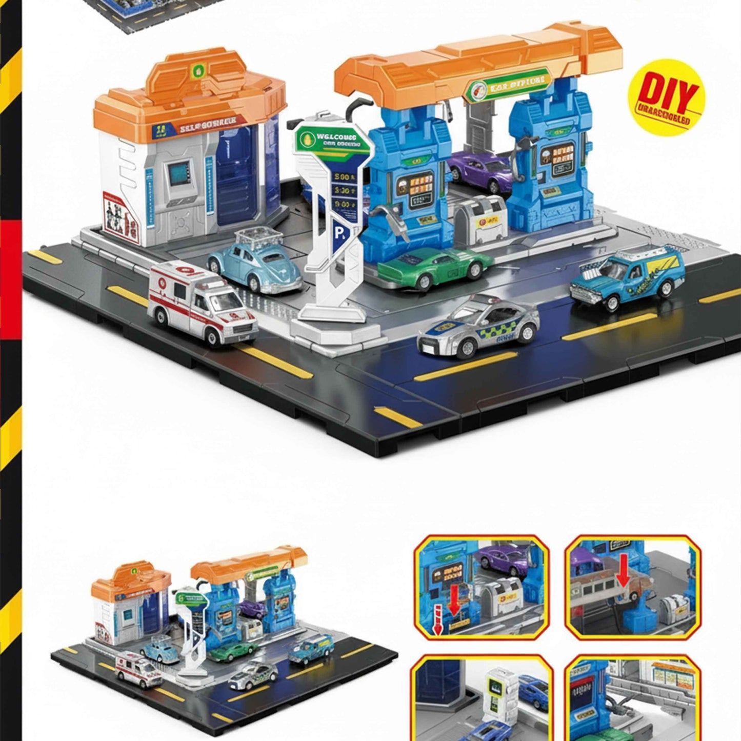 City Action 6-in-1 Fuel Station with Retail Shop Playset