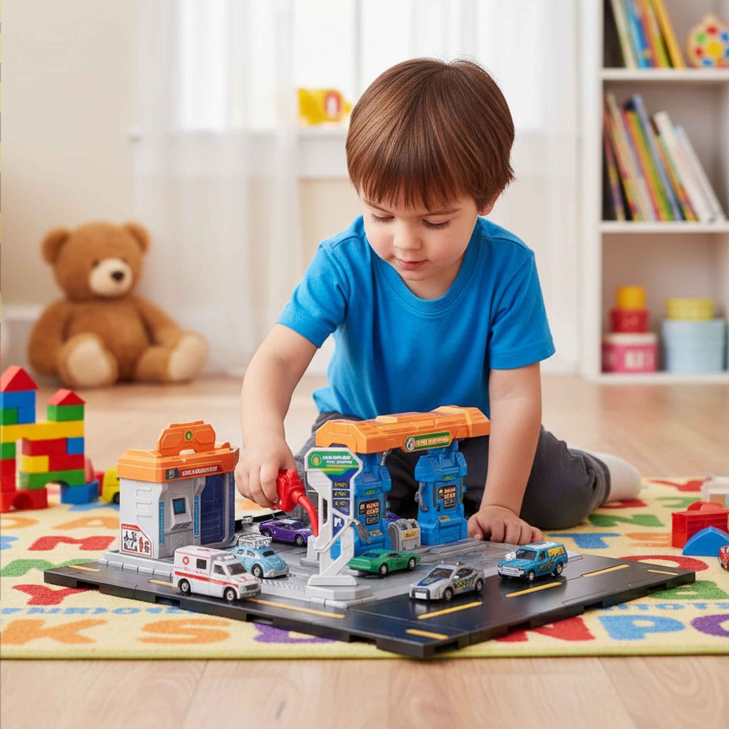 City Action 6-in-1 Fuel Station with Retail Shop Playset