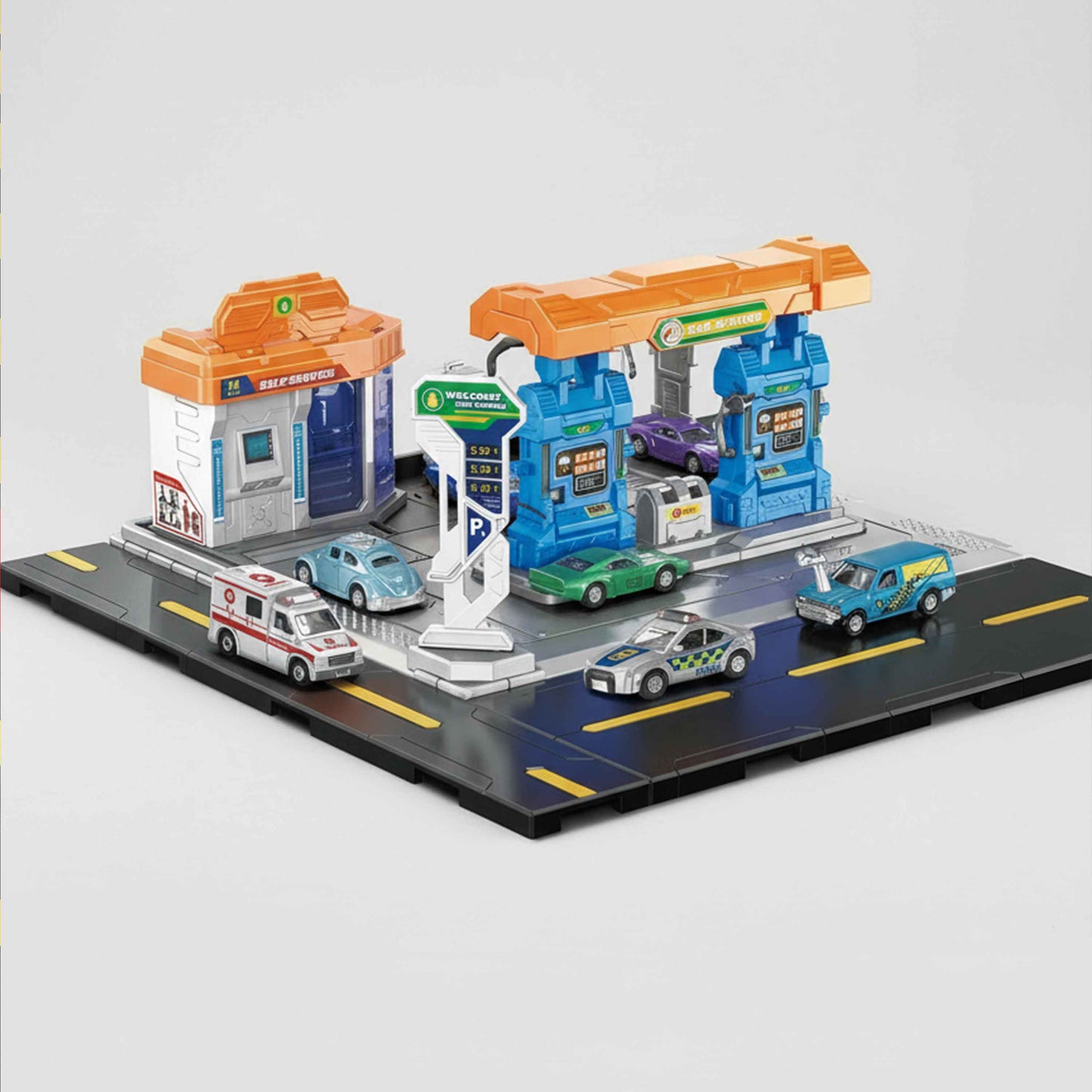 City Action 6-in-1 Fuel Station with Retail Shop Playset