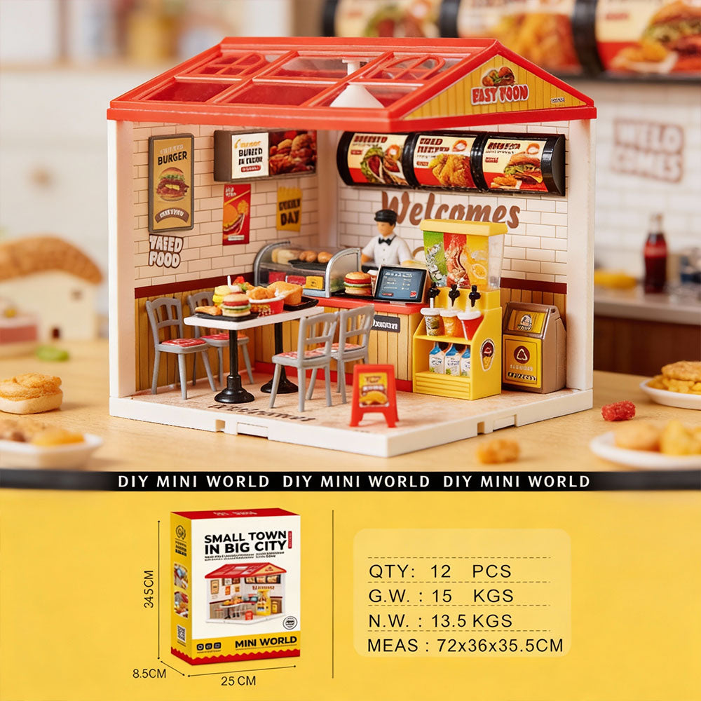 DIY mini world fast food shop miniature display model kit