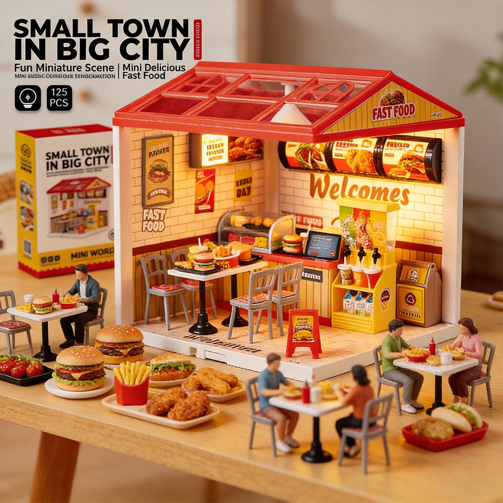 Creative DIY miniature restaurant scene kit finished size 19x19x21.5cm