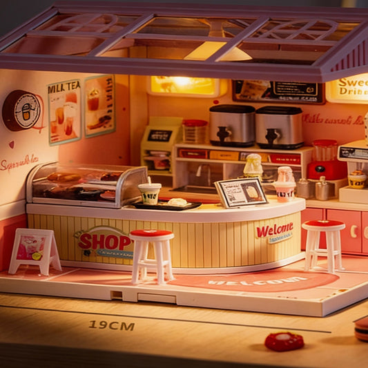 Small Town in Big City DIY mini milk tea shop miniature scene set 138pcs