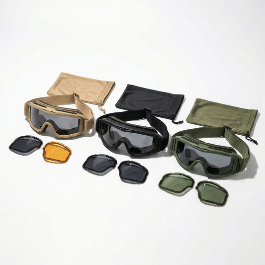 Tactical airsoft goggles with interchangeable lenses