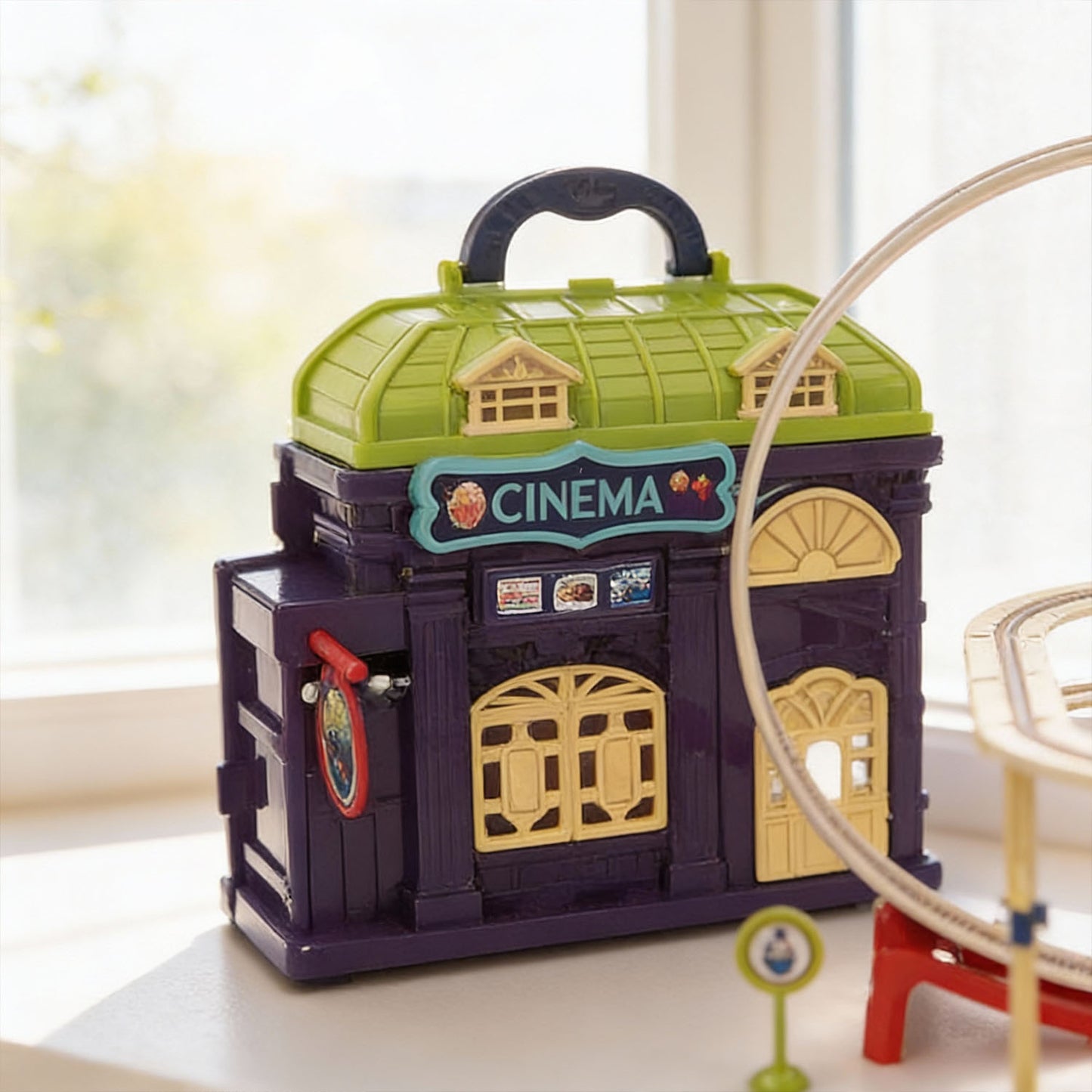 Kids city train playset with loop tracks bridges and stations