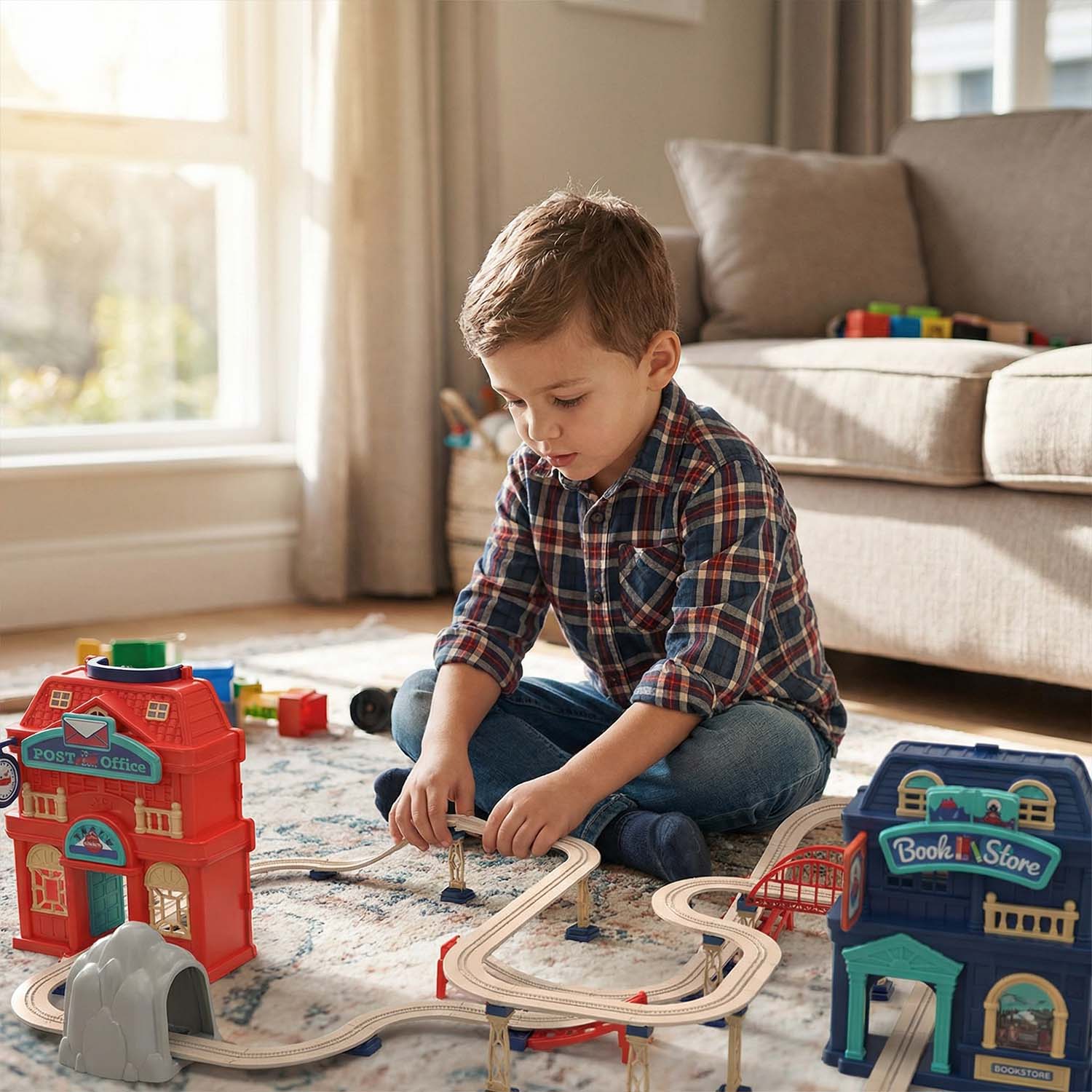 Track City portable train track playset 142 pieces kids toy