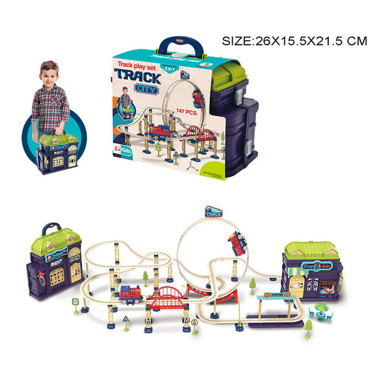 Track City portable train track playset 147 pieces kids toy