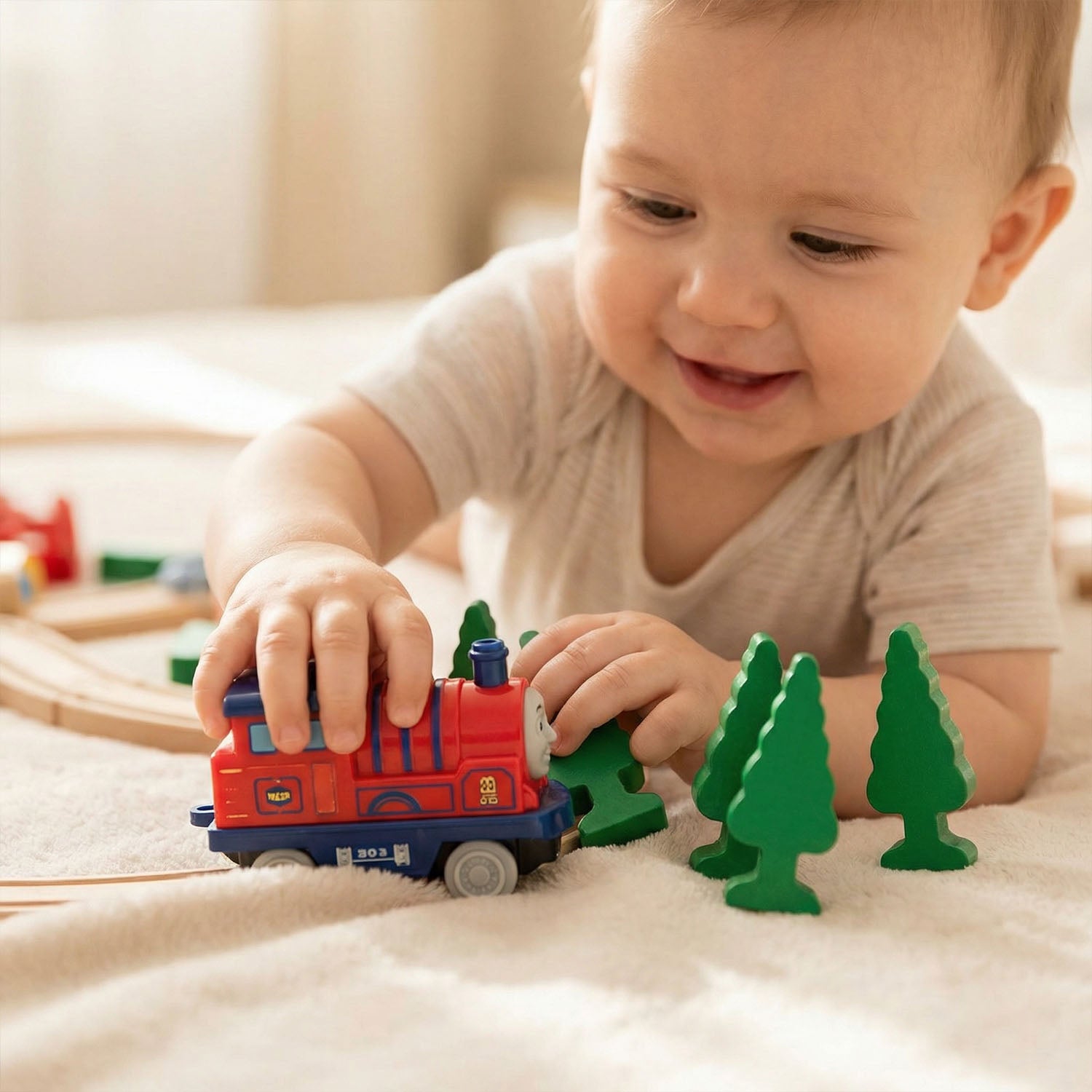 Portable train playset carry case with 147 track pieces