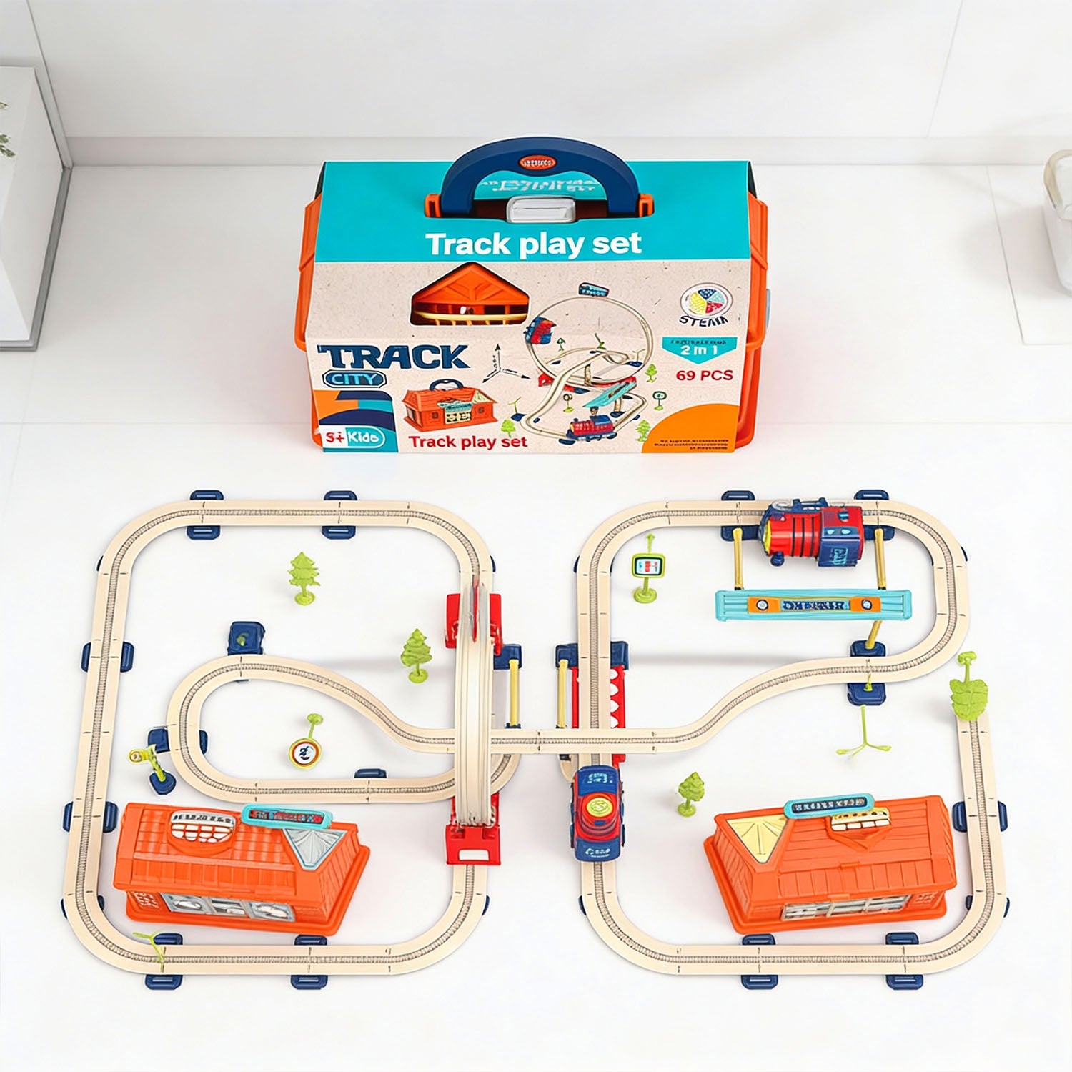 Portable train toy for kids ages 3 and up