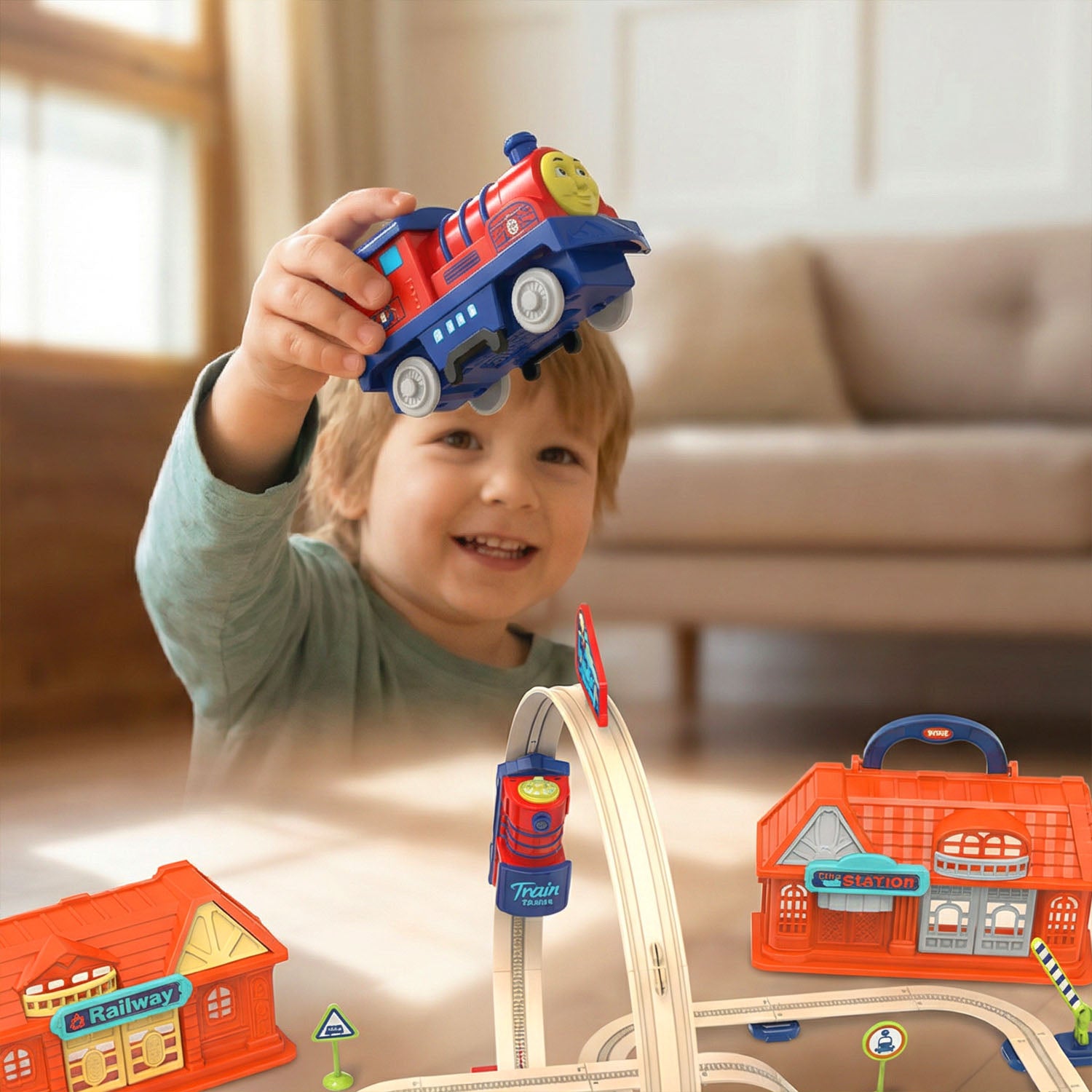 Track City portable train playset 69pcs with carry case