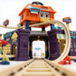 Track City train set assembled with loop and bridge