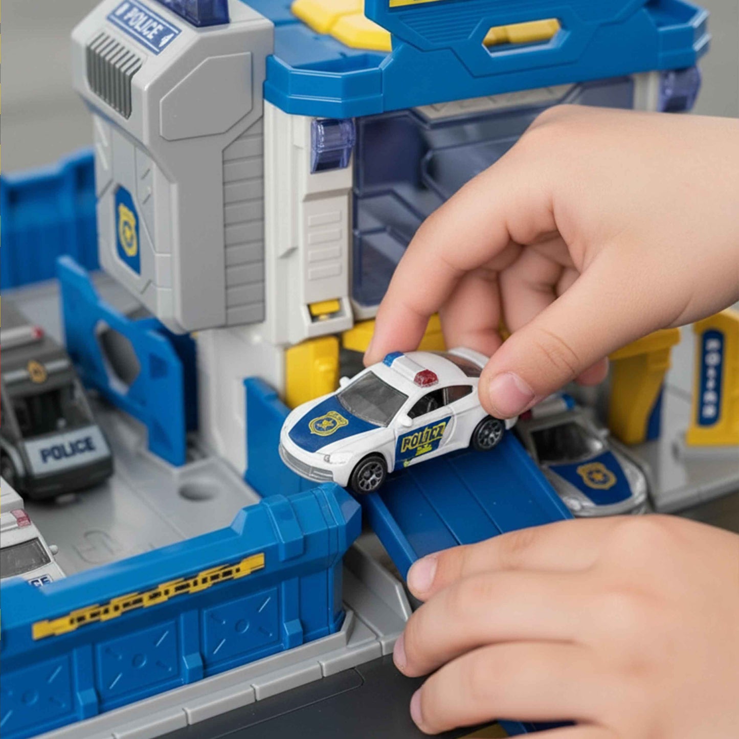 Police Station Dispatch Combined Playset with Lights & Sounds – DIY Assembly Toy Set