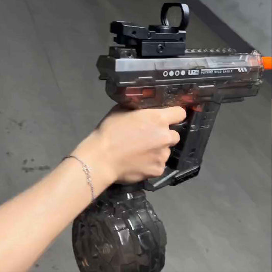 UZI Electric Water Gun 800ml – Rechargeable Water Blaster with LED Lights, 10m Range (28cm)